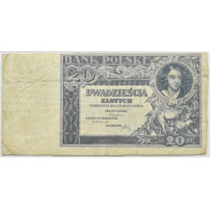 II RP, 20 złotych 1931, bez serii, numeratora i poddruku, Warszawa, GDA