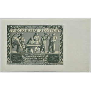 II RP, 50 złotych 1936, seria AY, destrukt bez nadruku głównego, GDA
