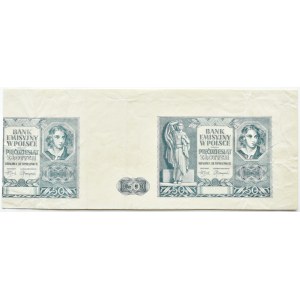Generalna Gubernia, fragment arkusza 50 złotych 1941, bez poddruku, serii i numeratora