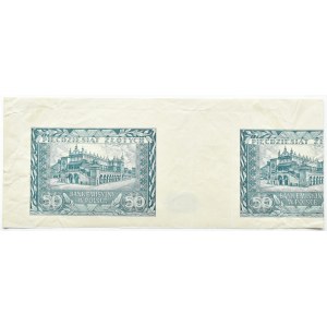 Generalna Gubernia, fragment arkusza 50 złotych 1941, bez poddruku, serii i numeratora