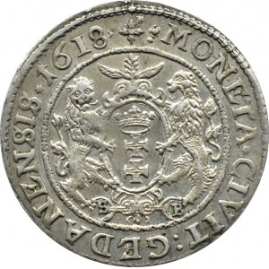 Zygmunt III Waza, ort 1618 PRVS:+, Gdańsk, BARDZO ŁADNY