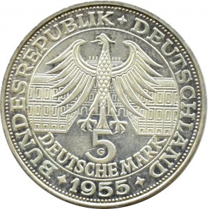 Niemcy, RFN, Margraf Ludwik Wilhelm, 5 marek 1955 G, Karlsruhe, BARDZO RZADKIE