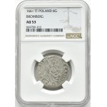 Jan II Kazimierz, szóstak 1661 TT, Bydgoszcz, SVE••, NGC AU53