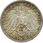 Niemcy, Saksonia, Wilhelm Ernest i Fedora, 3 marki 1910 A, Berlin