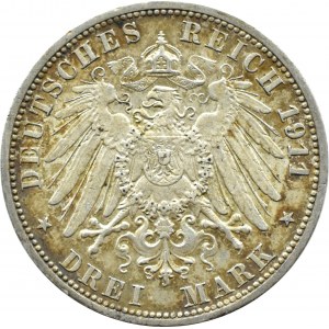 Niemcy, Prusy, Wilhelm II, 3 marki 1911 A, Berlin
