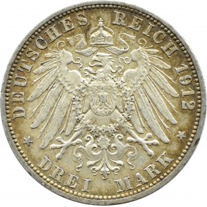 Niemcy, Prusy, Wilhelm II, 3 marki 1912 A, Berlin