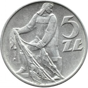 PRL, Rybak, 5 złotych 1958, Warszawa, wąska ósemka, NISKA WAGA!