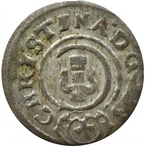 Okupacja szwedzka - Livonia, Krystyna, szeląg 1649, Ryga, Piękny!