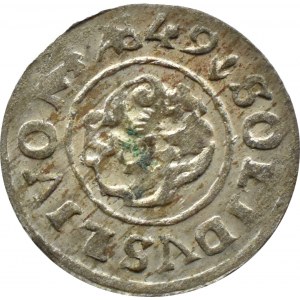 Okupacja szwedzka - Livonia, Krystyna, szeląg 1649, Ryga, Piękny!