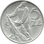PRL, Rybak, 5 złotych 1974, Warszawa, wypukła data, UNC