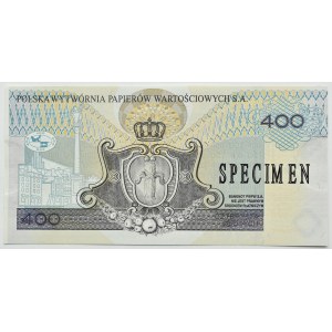 PWPW, 400 złotych 1996 Zygmunt III Waza, seria AB SPECIMEN, UNC