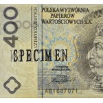 PWPW, 400 złotych 1996 Zygmunt III Waza, seria AB SPECIMEN, UNC
