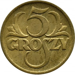 II RP, 5 groszy 1923, Warszawa, piękne!