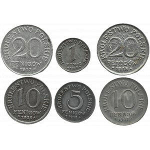 Królestwo Polskie, lot 1-20 fenigów 1917-1918, Stuttgart