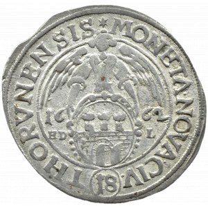 Jan II Kazimierz, ort 1662 HD-L, Toruń, RZADKI