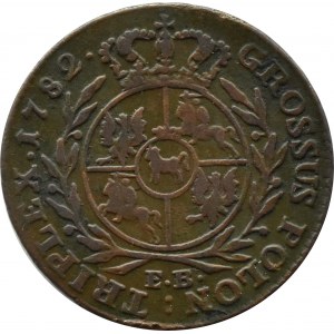 Stanisław A. Poniatowski, trojak 1782 E.B., Warszawa, najniższy nakład z trojaków