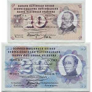 Szwajcaria, lot 2 banknotów 1959-1972, Zurich