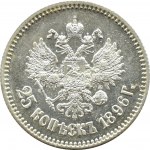 Rosja, Mikołaj I, 25 kopiejek 1896, Petersburg, BARDZO ŁADNE