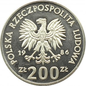 PRL, 200 złotych 1986, Sowa - PRÓBA, Warszawa