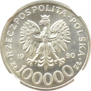 III RP, Solidarność (C), 100000 złotych 1990, typ C, Warszawa NGC MS66