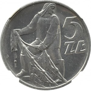 PRL, Rybak, 5 złotych 1960, Warszawa, NGC MS67 WYŚMIENITY