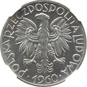 PRL, Rybak, 5 złotych 1960, Warszawa, NGC MS67 WYŚMIENITY