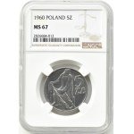 PRL, Rybak, 5 złotych 1960, Warszawa, NGC MS67 WYŚMIENITY
