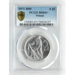 PRL, Rybak, 5 złotych 1971, Warszawa, PCGS MS65+