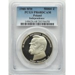 PRL, 50000 złotych 1988, J. Piłsudski, Warszawa, PCGS PR68DCAM