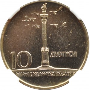 PRL, 10 złotych 1966, VII wieków Warszawa - Kolumna Zygmunta, NGC MS63