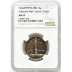 PRL, 10 złotych 1966, VII wieków Warszawa - Kolumna Zygmunta, NGC MS63