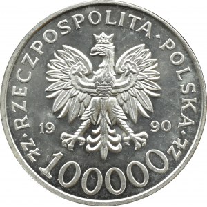 III RP, Solidarność (A), 100000 złotych 1990, typ A, Warszawa, PIĘKNE!