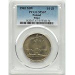 PRL, Kolumna Zygmunta, 10 złotych 1965, Warszawa, PCGS MS67