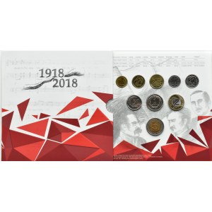 III RP, polskie monety obiegowe, 10 groszy-5 złotych 2018, Warszawa, UNC