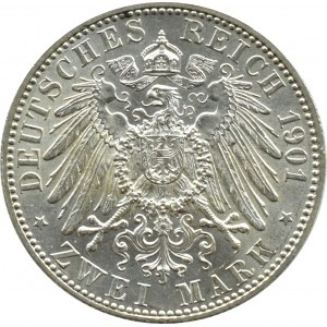 Niemcy, Prusy, Wilhelm II, 2 marki 1901 A, Berlin, Piękne!