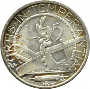 San Marino, 5 lira 1938 R, Rome, UNC