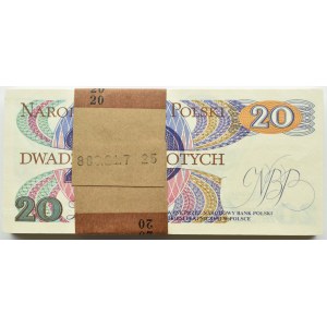 PRL, paczka bankowa 20 złotych 1982, Warszawa, seria AM, UNC
