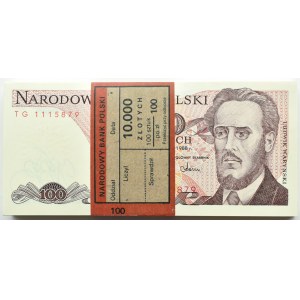 PRL, paczka bankowa 100 złotych 1988, Warszawa, seria TG, UNC