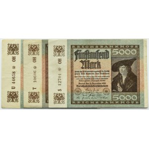 Niemcy, Republika Weimarska, lot 5000 marek 1922, różne serie - pięciocyfrowe numeracje, RZADKIE