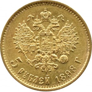 Rosja, Mikołaj II, 5 rubli 1898 АГ, Petersburg