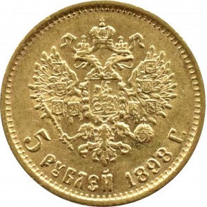 Rosja, Mikołaj II, 5 rubli 1898 АГ, Petersburg