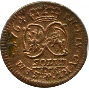 Kurlandia/Rzeczpospolita, Ernest Jan Biron, szeląg 1764, Mitawa, ładny