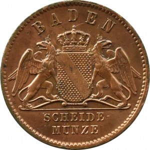 Niemcy, Badenia 1 kreuzer 1863, Karlsruhe, PIĘKNE