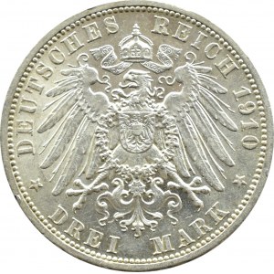 Niemcy, Prusy, Wilhelm II, 3 marki 1910 A, Berlin