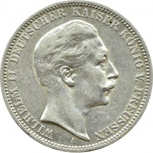 Niemcy, Prusy, Wilhelm II, 3 marki 1908 A, Berlin
