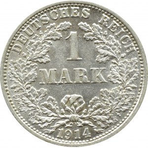 Niemcy, Cesarstwo, 1 marka 1914 F, Stuttgart, UNC
