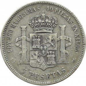 Hiszpania, Alfonso XII, 5 peset 1875 Madryt
