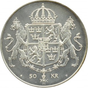 Szwecja, 50 koron 1976, Ślub Królewski, UNC