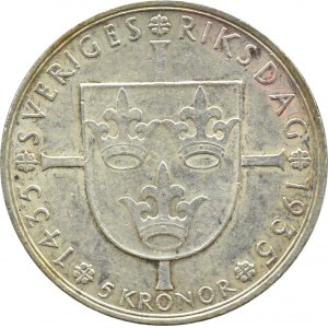 Szwecja, Gustaw V, 5 koron 1935, 500-lecie parlamentu, Sztokholm