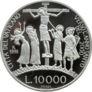 Watykan, Jan Paweł II, 10000 lirów 1998, Rok Święty 2000 - ukrzyżowanie Jezusa